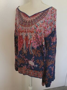 Tolani Long Sleeve Silk Tunic 2XL